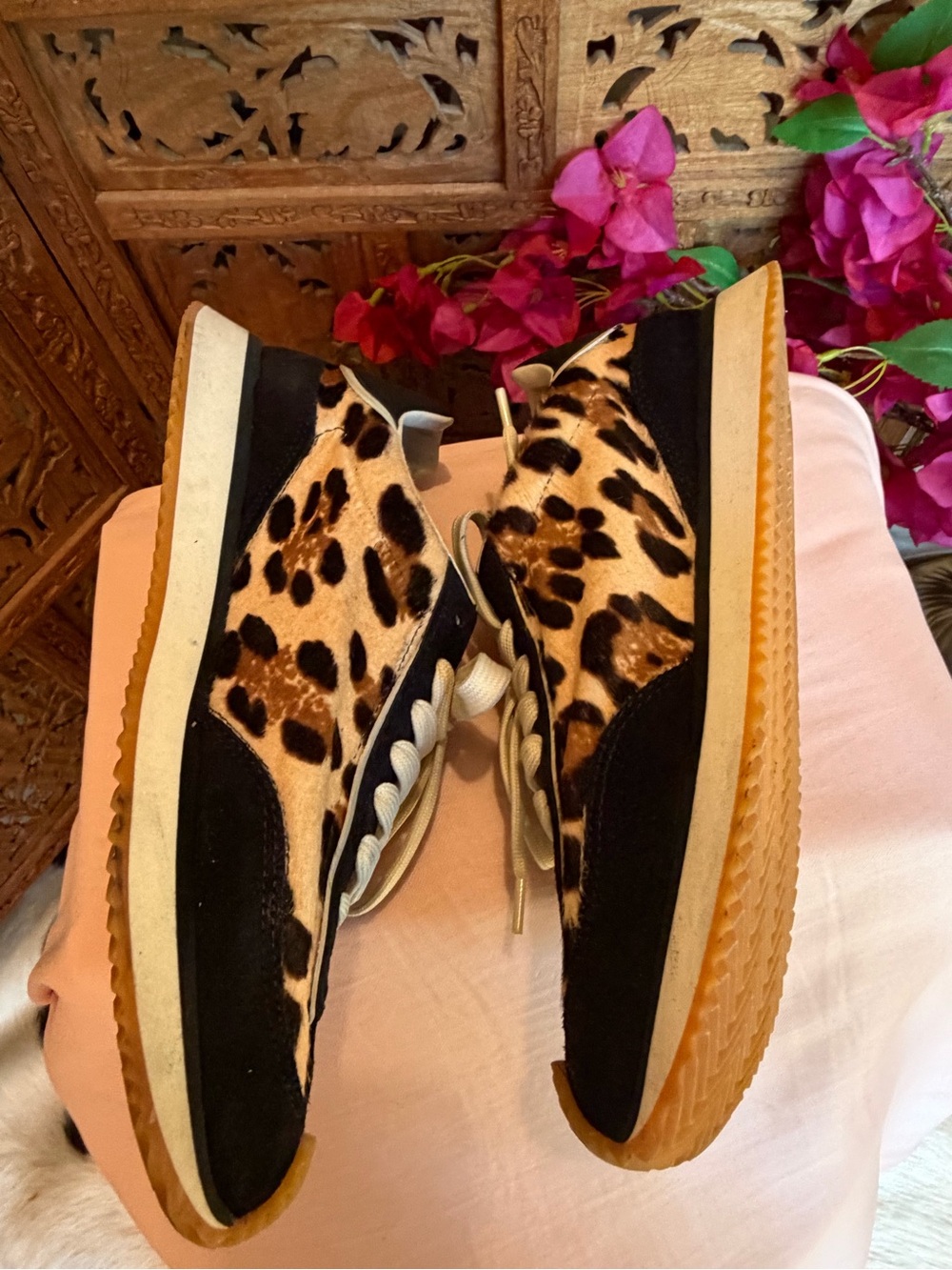 Dolce & Gabbana Leopard Suede-Trim Women's Sneaker - Black & Tan - Picture 10 of 11